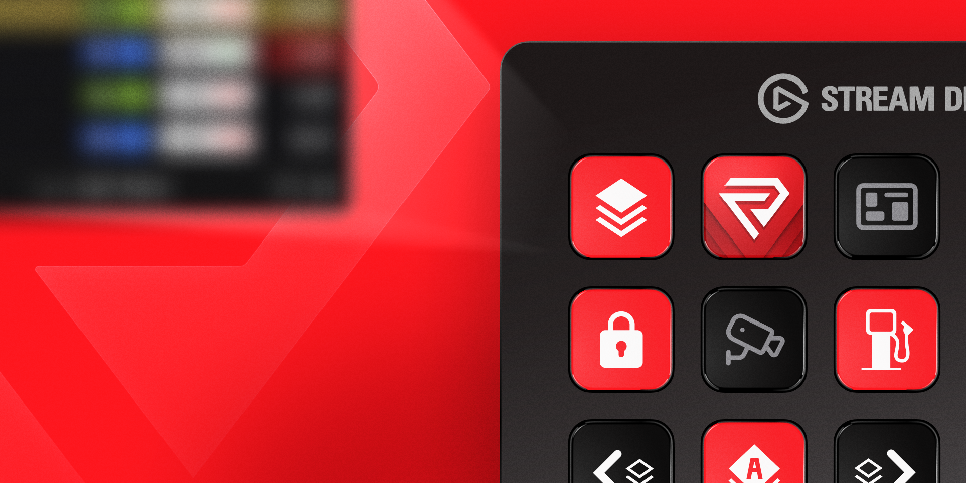 Stream Deck showing Flat theme buttons with overlays